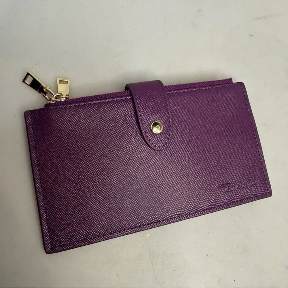 Purple Long Zip Wallet with Card Slots